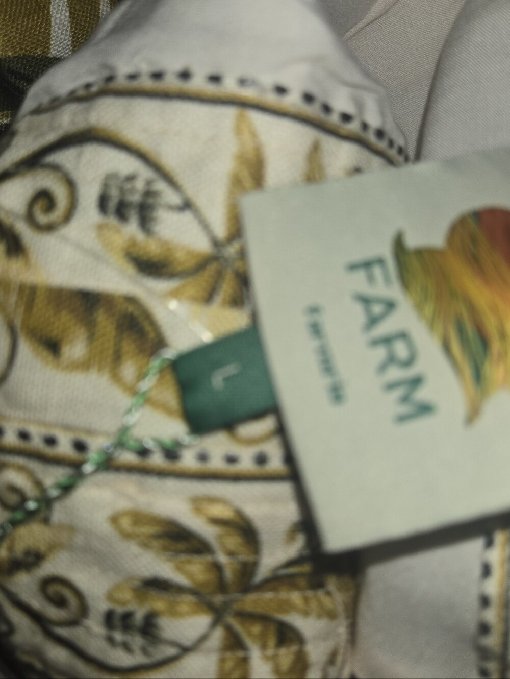 FARM Rio White Dress with Yellow, Olive and Brown Palm Print - Picture 9 of 14